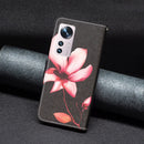 For Xiaomi 12 Colored Drawing Leather Phone Case(Lotus)