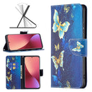 For Xiaomi 12 Colored Drawing Leather Phone Case(Gold Butterfly)