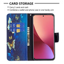For Xiaomi 12 Colored Drawing Leather Phone Case(Gold Butterfly)