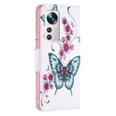 For Xiaomi 12 Colored Drawing Leather Phone Case(Peach Blossom Butterfly)