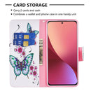 For Xiaomi 12 Colored Drawing Leather Phone Case(Peach Blossom Butterfly)
