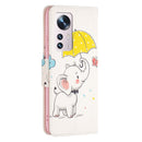 For Xiaomi 12 Colored Drawing Leather Phone Case(Umbrella Elephant)