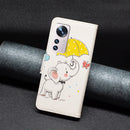 For Xiaomi 12 Colored Drawing Leather Phone Case(Umbrella Elephant)