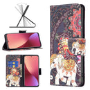 For Xiaomi 12 Colored Drawing Leather Phone Case(Flowers Elephant)