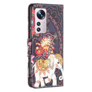 For Xiaomi 12 Colored Drawing Leather Phone Case(Flowers Elephant)