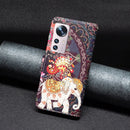 For Xiaomi 12 Colored Drawing Leather Phone Case(Flowers Elephant)