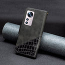 For Xiaomi 12 Matching Color Crocodile Texture PU Leather Phone Case(Black)