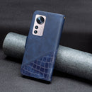 For Xiaomi 12 Matching Color Crocodile Texture PU Leather Phone Case(Blue)