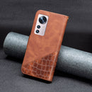 For Xiaomi 12 Matching Color Crocodile Texture PU Leather Phone Case(Brown)