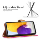 For Samsung Galaxy A73 5G Color Matching Denim Texture Leather Phone Case(Rose Red)