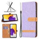 For Samsung Galaxy A73 5G Color Matching Denim Texture Leather Phone Case(Purple)