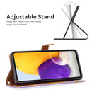 For Samsung Galaxy A73 5G Color Matching Denim Texture Leather Phone Case(Purple)