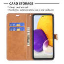 For Samsung Galaxy A73 5G Color Matching Denim Texture Leather Phone Case(Purple)