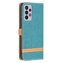 For Samsung Galaxy A73 5G Color Matching Denim Texture Leather Phone Case(Green)
