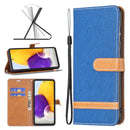For Samsung Galaxy A73 5G Color Matching Denim Texture Leather Phone Case(Royal Blue)