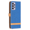 For Samsung Galaxy A73 5G Color Matching Denim Texture Leather Phone Case(Royal Blue)