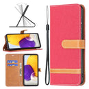 For Samsung Galaxy A73 5G Color Matching Denim Texture Leather Phone Case(Red)