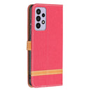 For Samsung Galaxy A73 5G Color Matching Denim Texture Leather Phone Case(Red)