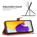 For Samsung Galaxy A73 5G Color Matching Denim Texture Leather Phone Case(Red)