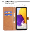 For Samsung Galaxy A73 5G Color Matching Denim Texture Leather Phone Case(Red)