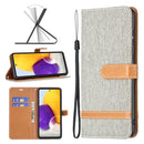 For Samsung Galaxy A73 5G Color Matching Denim Texture Leather Phone Case(Grey)