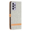 For Samsung Galaxy A73 5G Color Matching Denim Texture Leather Phone Case(Grey)