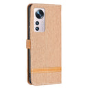 For Xiaomi 12 Color Matching Denim Texture Leather Phone Case(Brown)