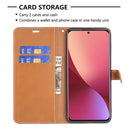 For Xiaomi 12 Color Matching Denim Texture Leather Phone Case(Brown)