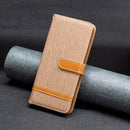 For Xiaomi 12 Color Matching Denim Texture Leather Phone Case(Brown)