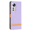 For Xiaomi 12 Color Matching Denim Texture Leather Phone Case(Purple)