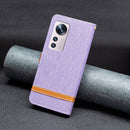 For Xiaomi 12 Color Matching Denim Texture Leather Phone Case(Purple)