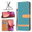 For Xiaomi 12 Color Matching Denim Texture Leather Phone Case(Green)