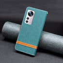 For Xiaomi 12 Color Matching Denim Texture Leather Phone Case(Green)