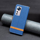 For Xiaomi 12 Color Matching Denim Texture Leather Phone Case(Royal Blue)
