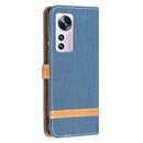For Xiaomi 12 Color Matching Denim Texture Leather Phone Case(Dark Blue)