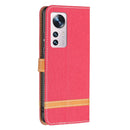 For Xiaomi 12 Color Matching Denim Texture Leather Phone Case(Red)
