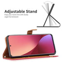 For Xiaomi 12 Color Matching Denim Texture Leather Phone Case(Red)