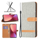 For Xiaomi 12 Color Matching Denim Texture Leather Phone Case(Grey)