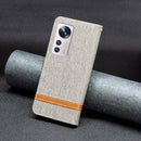 For Xiaomi 12 Color Matching Denim Texture Leather Phone Case(Grey)