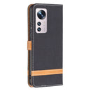 For Xiaomi 12 Color Matching Denim Texture Leather Phone Case(Black)