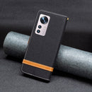 For Xiaomi 12 Color Matching Denim Texture Leather Phone Case(Black)