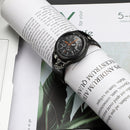 For Samsung Galaxy Watch4 40mm / 44mm Genuine Leather Watch Band(Black Grey Flowers)
