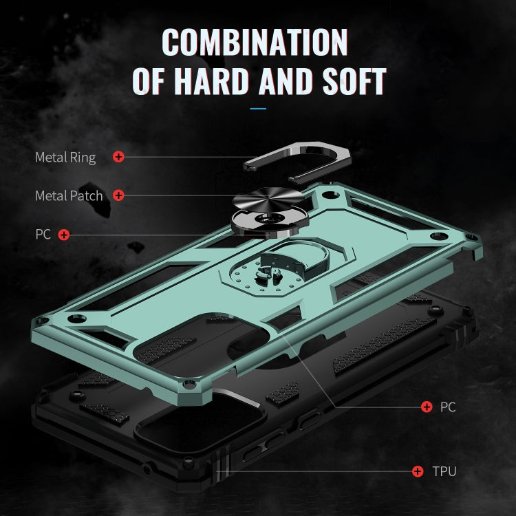 For Samsung Galaxy A73 5G Shockproof TPU + PC Phone Case with Holder(Dark Green)