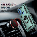 For Motorola Moto G71 5G Shockproof TPU + PC Phone Case with Holder(Dark Green)