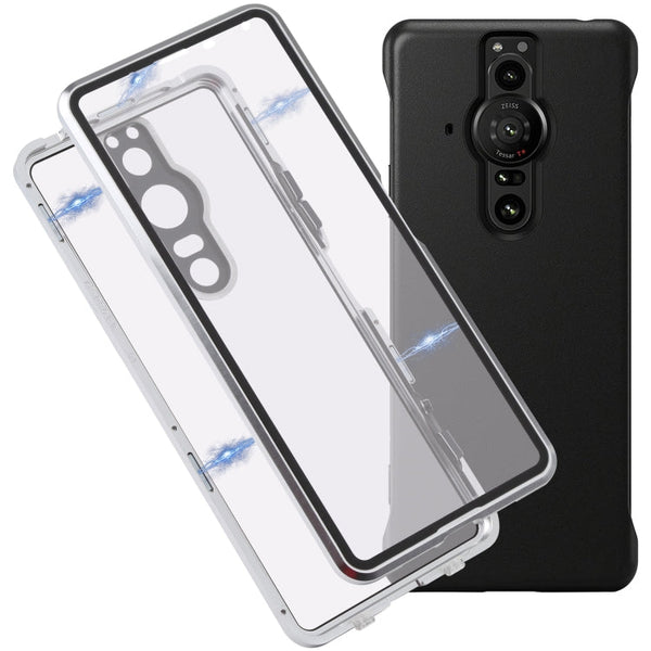 For Sony Xperia Pro-I HD Magnetic Metal Tempered Glass Phone Case(Silver)