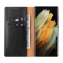 For Samsung Galaxy S22 Ultra 5G Fierre Shann PU Genuine Leather Texture Leather Phone Case(Black)