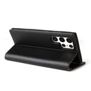 For Samsung Galaxy S22 Ultra 5G Fierre Shann PU Genuine Leather Texture Leather Phone Case(Black)