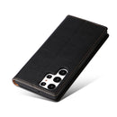 For Samsung Galaxy S22 Ultra 5G Fierre Shann PU Genuine Leather Texture Leather Phone Case(Black)