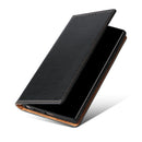 For Samsung Galaxy S22 Ultra 5G Fierre Shann PU Genuine Leather Texture Leather Phone Case(Black)