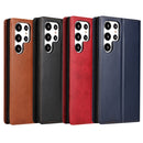 For Samsung Galaxy S22 Ultra 5G Fierre Shann PU Genuine Leather Texture Leather Phone Case(Black)